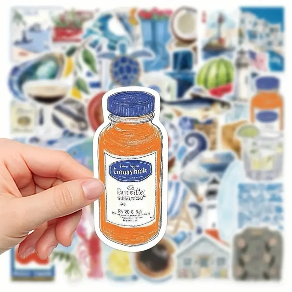 Colorful Italian-Themed Stickers Set of 50 Nautical Sailing Amalfi Tomato Drinks - Picture 7 of 9